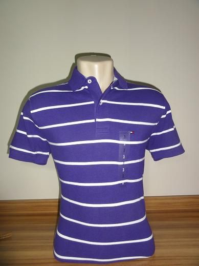 Camisa Polo Masculina Tommy Hilfiger  Tam. P (Roxo e branco)