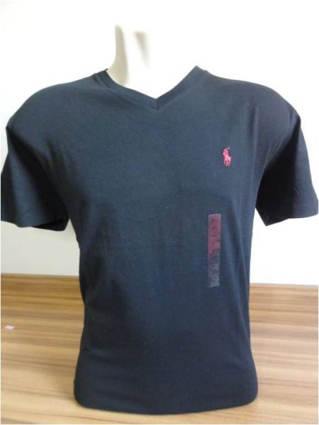 Camiseta Masculina Polo Rauph Lauren Gola "V" Preta Tam. M