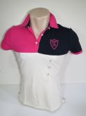 Camisa Polo Feminina Tommy Rosa, Azul marinho e Bege Tam P