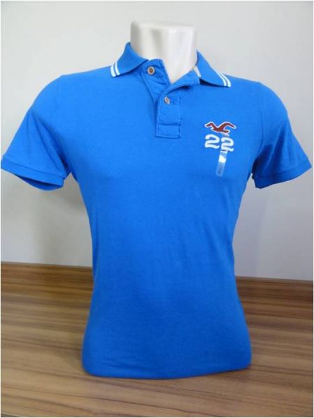 Camisa Polo Masculina Hollister Azul Tam. M