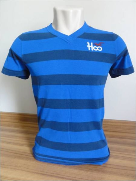 Camiseta Masculina Hollister Azul Tam. GG