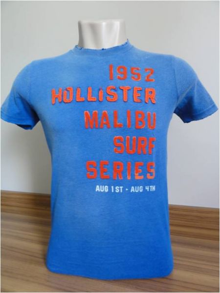 Camiseta Vintage Masculina Hollister Azul Tam. P