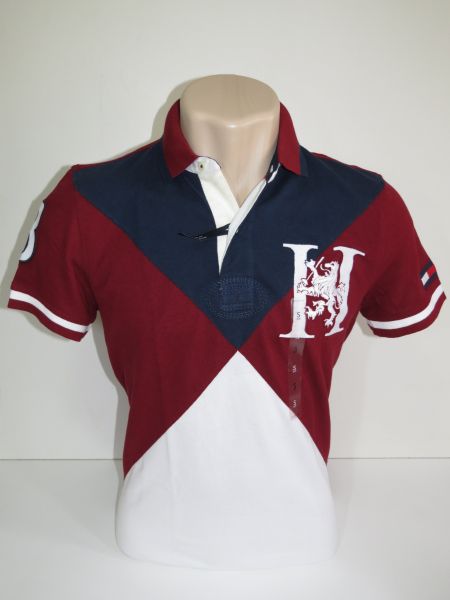 Camisa Polo Masculina Tommy Hilfiger Vinho/Azul/branco Tam P