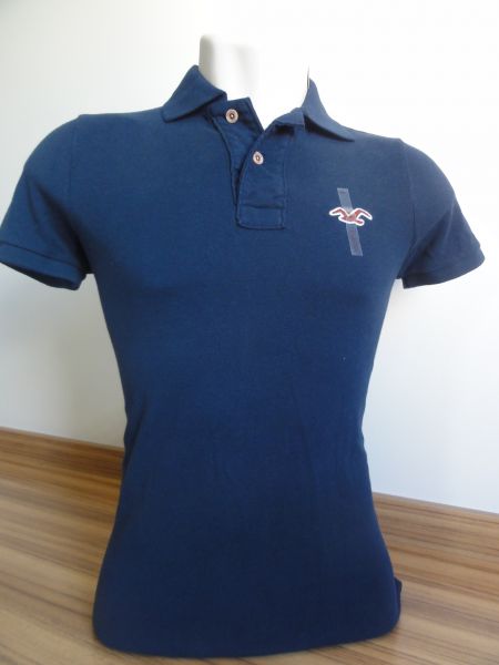 Camisa Polo Masculina Hollister Azul Marinho Tam. P