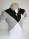 Camisa Polo Masculina Tommy Hilfiger Preta e cinza Tam P