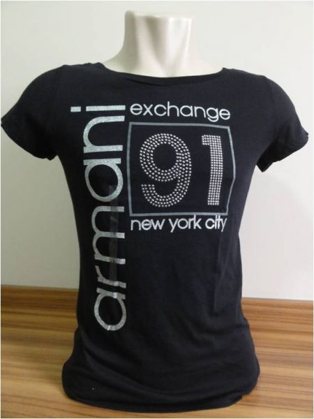 Camiseta Feminina Armani Exchange Preta Tam. G